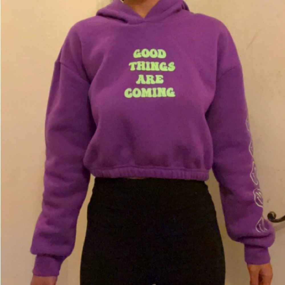 Printed cropped hoodie